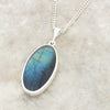 Derbyshire Blue John and Labradorite Oval Shape Pendant and Chain