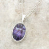 Derbyshire Blue John Reversible Oval Shape Pendant and Chain