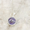 Derbyshire Blue John and Whitby Jet Round Pendant and Chain