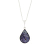 Derbyshire Blue John and Whitby Jet Pear Shape Pendant and Chain