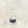 Derbyshire Blue John and Whitby Jet Pear Shape Pendant and Chain - DBJ708