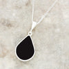 Derbyshire Blue John and Whitby Jet Pear Shape Pendant and Chain