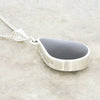 Derbyshire Blue John and Whitby Jet Pear Shape Pendant and Chain - DBJ708