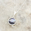 Derbyshire Blue John and Whitby Jet Small Round Pendant and Chain