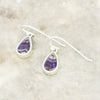 Derbyshire Blue John Sterling Silver Pear Shape Drop Earrings