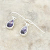 Derbyshire Blue John Sterling Silver Pear Shape Drop Earrings