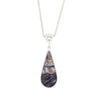 Derbyshire Blue John Slim Pear Shape Pendant and Chain