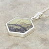 Derbyshire Blue John Hexagonal Shape Pendant and Chain