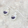 Derbyshire Blue John Sterling Silver Oval Drop Earrings - DBJ775