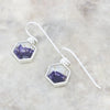 Derbyshire Blue John Sterling Silver Hexagonal Shape Drop Earrings