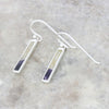 Derbyshire Blue John Sterling Silver Elongated Rectangle Drop Earrings
