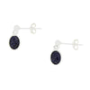 Blue Goldstone Sterling Silver Oval Drop Earrings - DBJ784