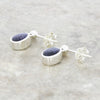 Blue Goldstone Sterling Silver Oval Drop Earrings - DBJ784