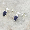 Blue Goldstone Sterling Silver Teardrop Drop Earrings - DBJ786