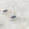 Blue Goldstone Sterling Silver Teardrop Drop Earrings - DBJ786