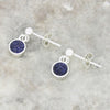Blue Goldstone Sterling Silver Round Drop Earrings - DBJ787