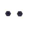 Blue Goldstone Sterling Silver Hexagonal Stud Earrings - DBJ789