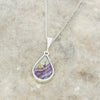 Derbyshire Blue John and Whitby Jet Pear Shape Pendant and Chain - DBJ791