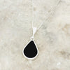 Derbyshire Blue John and Whitby Jet Pear Shape Pendant and Chain - DBJ791
