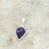 Derbyshire Blue John and Whitby Jet Teardrop Pendant and Chain - DBJ793