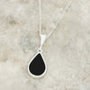 Derbyshire Blue John and Whitby Jet Pear Shape Pendant and Chain - DBJ795