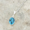 Derbyshire Blue John and Turquoise Oval Pendant and Chain - DBJ796