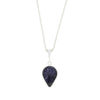 Derbyshire Blue John and Whitby Jet Teardrop Pendant and Chain - DBJ797