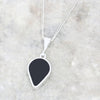 Derbyshire Blue John and Whitby Jet Teardrop Pendant and Chain - DBJ797