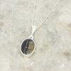 Derbyshire Blue John and Whitby Jet Oval Pendant and Chain - DBJ798