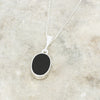Derbyshire Blue John and Whitby Jet Oval Pendant and Chain - DBJ798