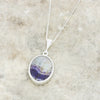 Derbyshire Blue John and Blue Goldstone Oval Pendant and Chain - DBJ799