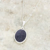 Derbyshire Blue John and Blue Goldstone Oval Pendant and Chain - DBJ799