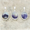 Derbyshire Blue John and Blue Goldstone Oval Pendant and Chain - DBJ799