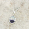 Derbyshire Blue John and Whitby Jet Oval Pendant and Chain - DBJ802