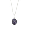 Derbyshire Blue John Reversible Oval Pendant and Chain - DBJ803
