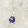 Derbyshire Blue John Reversible Oval Pendant and Chain - DBJ803