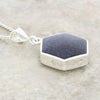 Derbyshire Blue John and Blue Goldstone Hexagonal Pendant and Chain - DBJ809