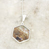 Derbyshire Blue John and Blue Goldstone Large Hexagonal Pendant and Chain - DBJ810