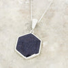 Derbyshire Blue John and Blue Goldstone Large Hexagonal Pendant and Chain - DBJ810