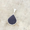 Derbyshire Blue John and Blue Goldstone Large Pear Shape Pendant and Chain - DBJ813