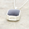 Derbyshire Blue John and Blue Goldstone Elongated Octagonal Pendant and Chain - DBJ816