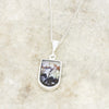 Derbyshire Blue John and Blue Goldstone Half Barrel Shape Pendant and Chain - DBJ818