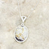 Derbyshire Blue John Reversible Oval Pendant and Chain - DBJ822