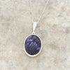 Derbyshire Blue John Reversible Oval Pendant and Chain - DBJ825