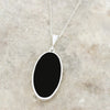 Derbyshire Blue John and Whitby Jet Large Oval Pendant and Chain - DBJ826