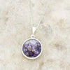 Derbyshire Blue John and Whitby Jet Round Pendant and Chain - DBJ827