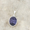 Derbyshire Blue John and Whitby Jet Oval Pendant and Chain - DBJ828