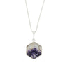 Derbyshire Blue John Reversible Hexagonal Pendant and Chain - DBJ829
