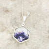 Derbyshire Blue John Reversible Hexagonal Pendant and Chain - DBJ829
