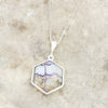 Derbyshire Blue John Reversible Hexagonal Pendant and Chain - DBJ829
